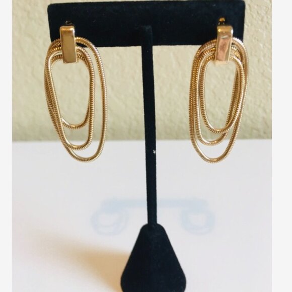 Gold Snake Chain Drop Dangle Earrings NWOT - Picture 1 of 2